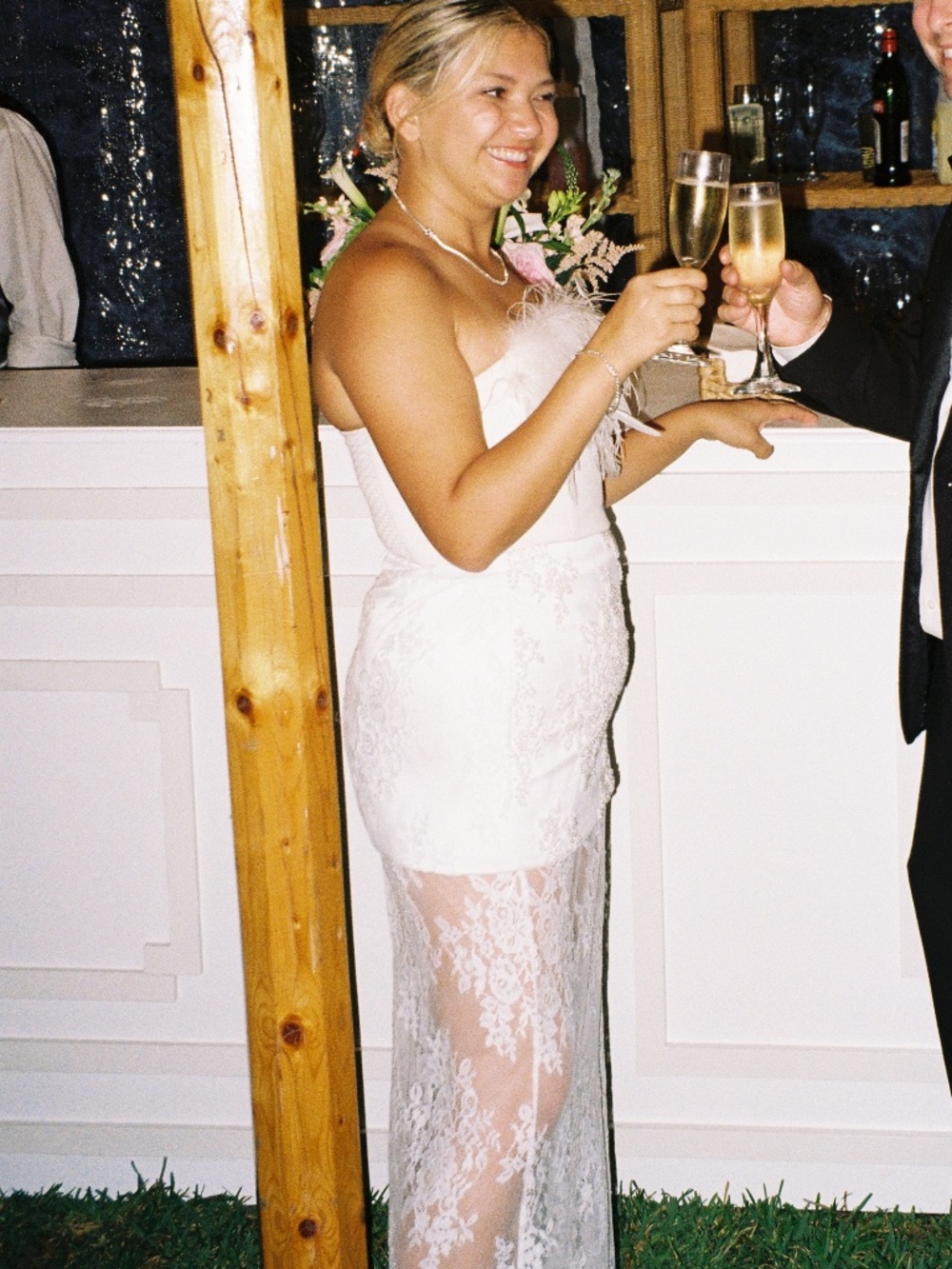Meshki Beaded Satin And Lace Maxi Skirt & Corset Top- Ivory